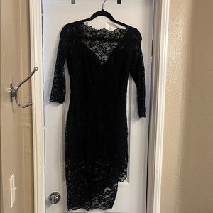bebe Black Lace Long Sleeve Dress
